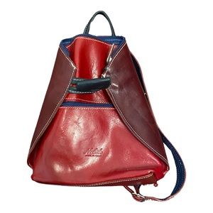 Vintage red leather convertible backpack
